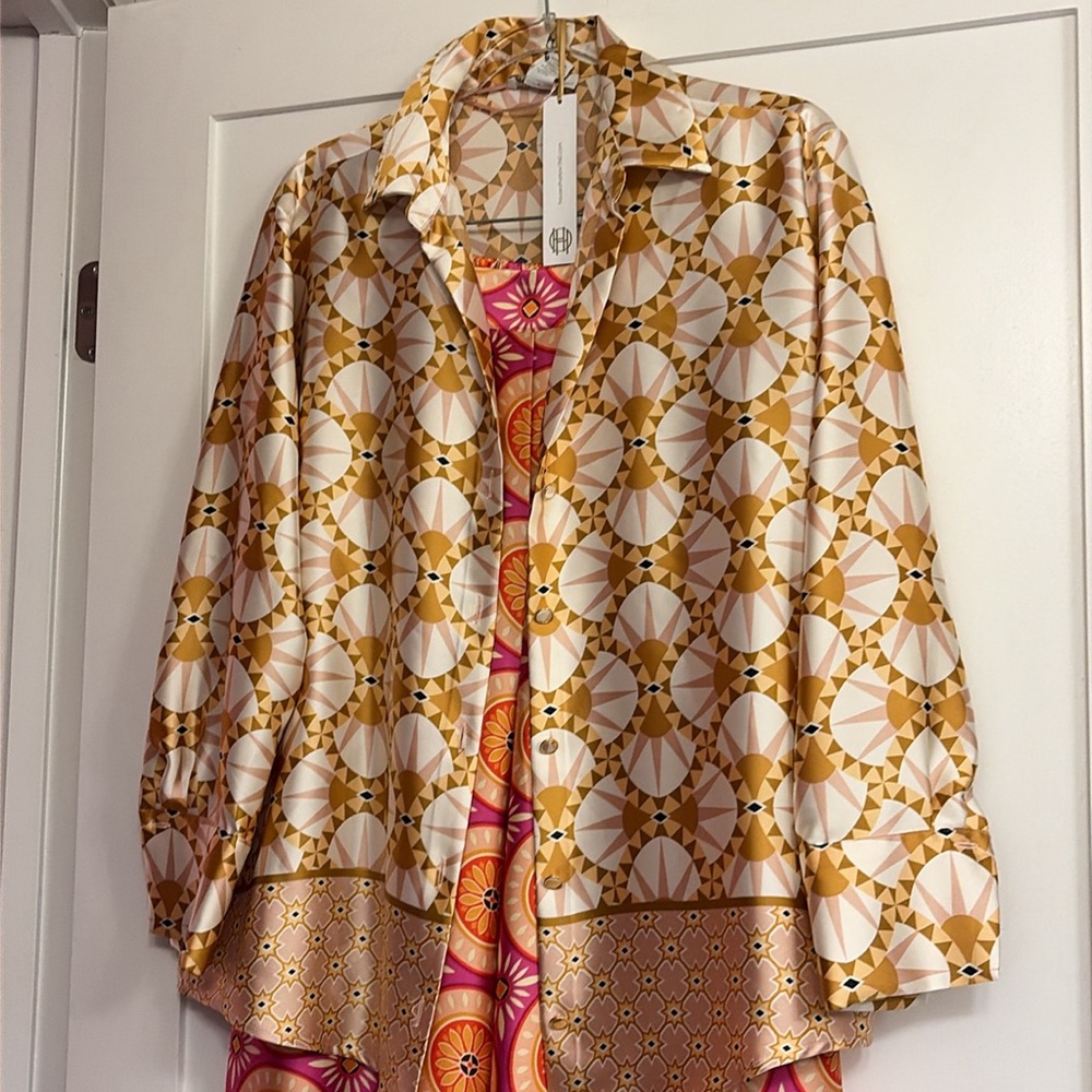 HOUSE OF HARLOW 1969 GORGEOUS PCS!! elegant silk-like blouse + palazzo pants